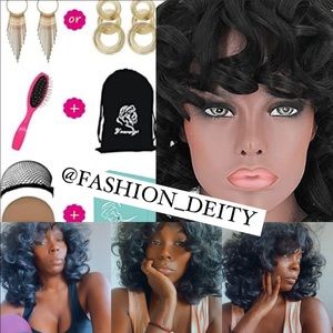 - 14" BLACK SHORT CURLY BANG LADIES WIG *NEW*